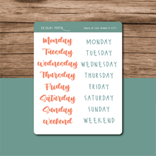 Load image into Gallery viewer, Days of the Week Sticker Sheet (ver. 2)