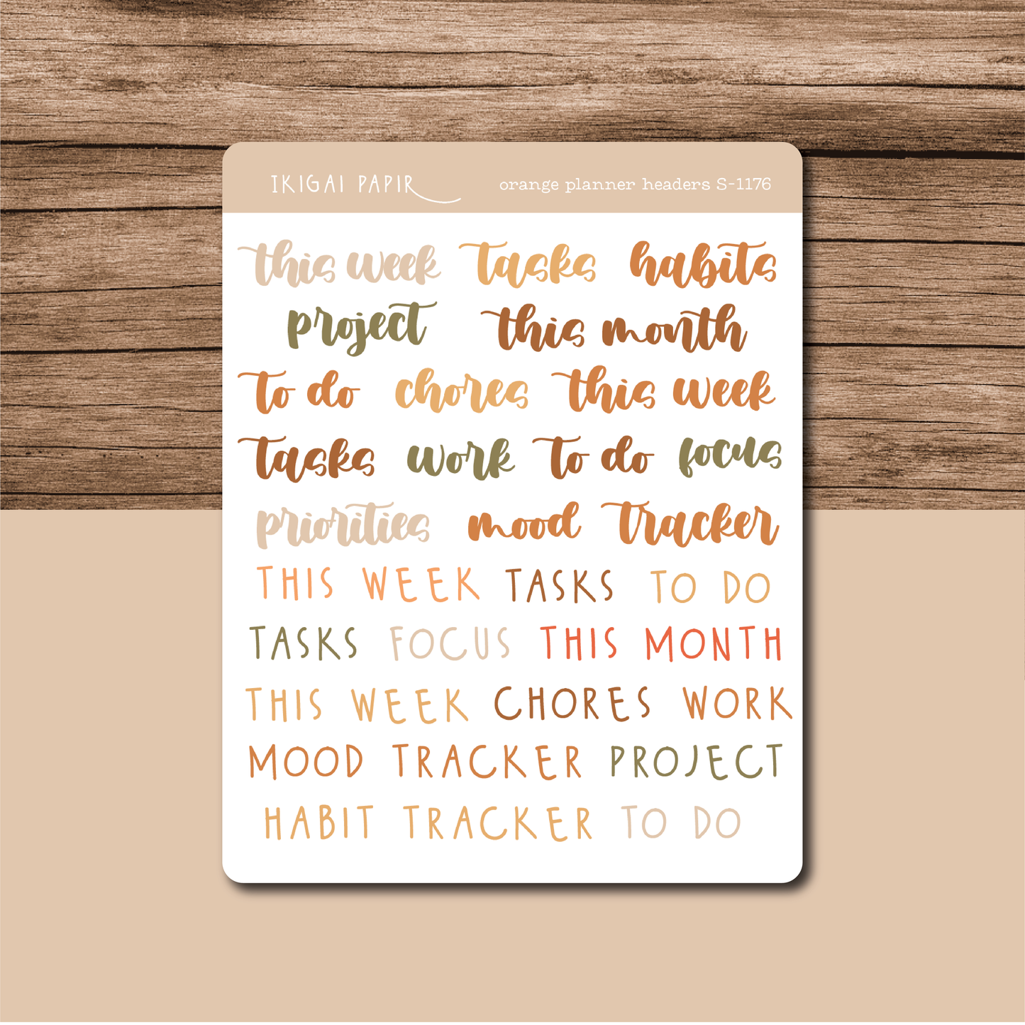 Planner Headers (Orange) Sticker Sheet