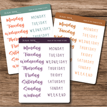 Load image into Gallery viewer, Days of the Week Sticker Sheet (ver. 2)