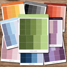 Load image into Gallery viewer, Shades of Color Squares Sticker Sheet