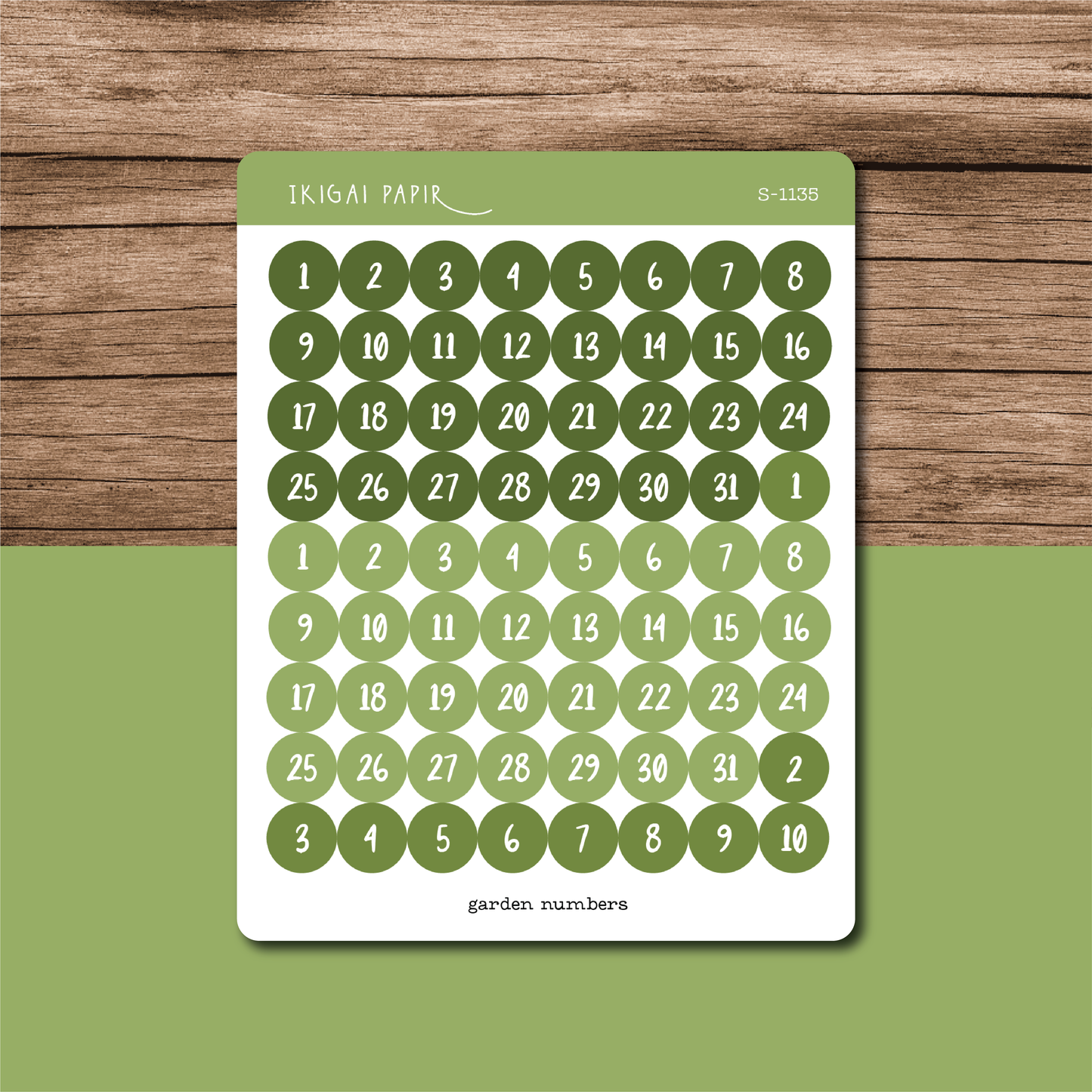 Number Circles (Green) Sticker Sheet