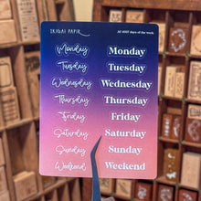 Load image into Gallery viewer, Days of the Week (Night) Sticker Sheet