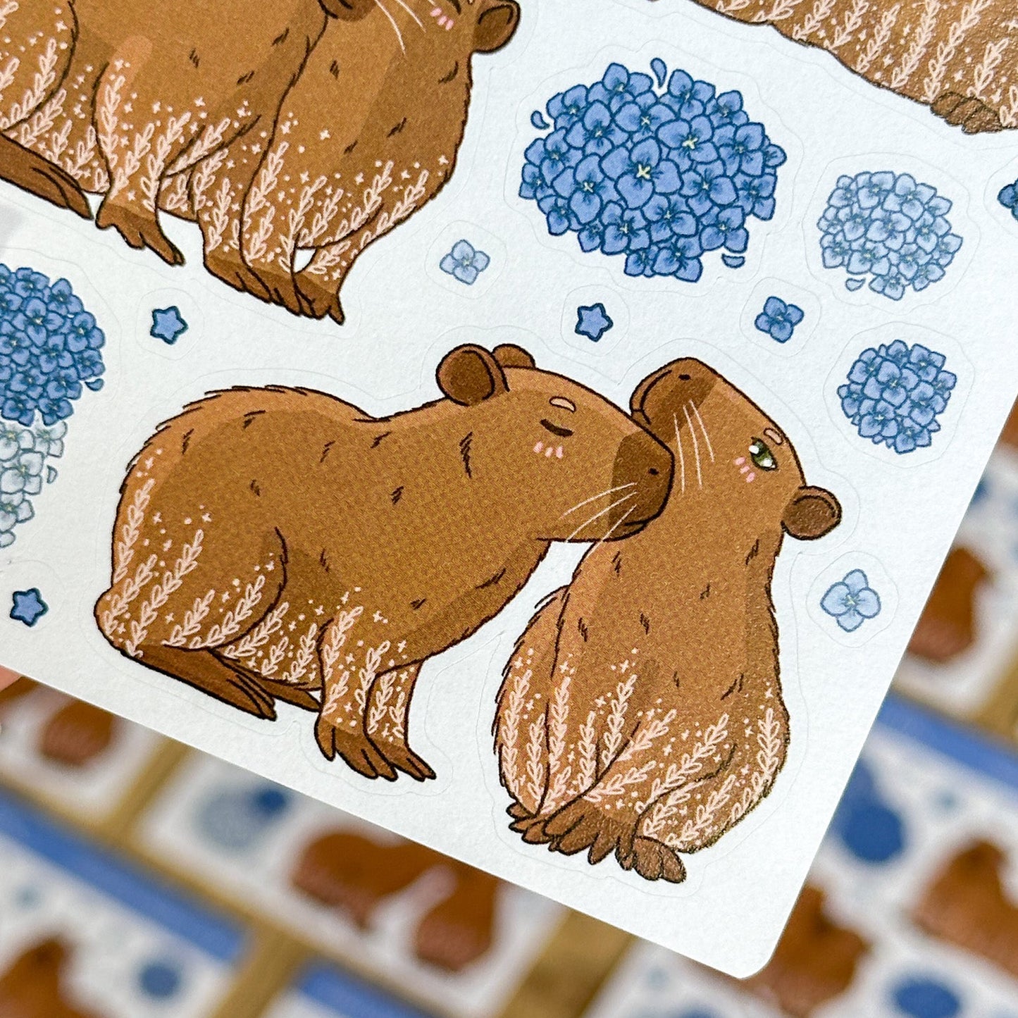 Hydrangea & Capybara Sticker Sheet