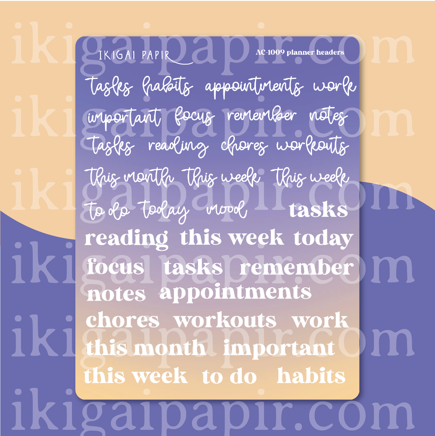 Planner Headers Sticker Sheet