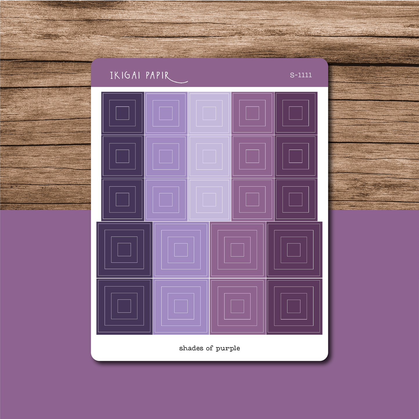 Shades of Purple (Squares) Sticker Sheet