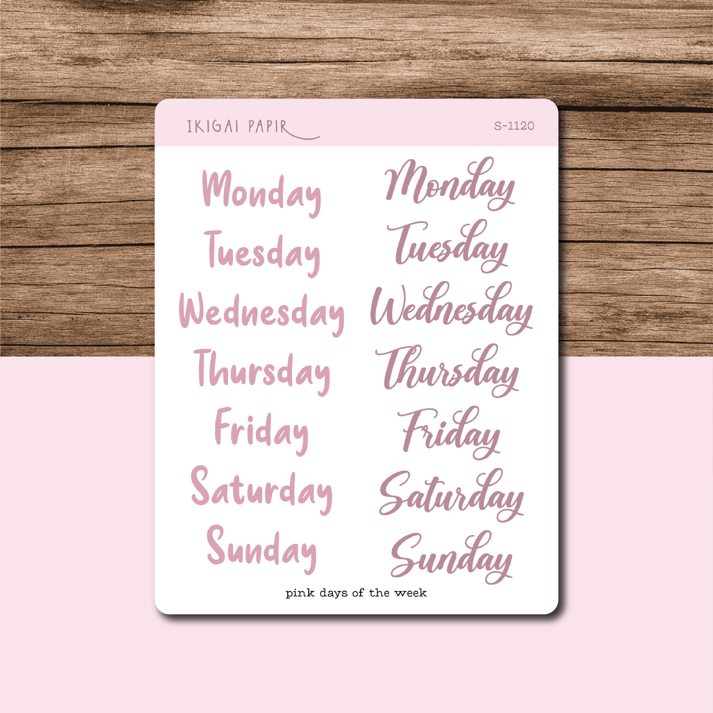 Days of the Week (Pink) Sticker Sheet