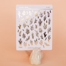 Load image into Gallery viewer, Botanical Doodles Sticker Sheet (Gold/Silver/Black)