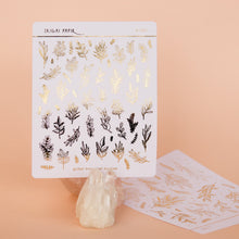 Load image into Gallery viewer, Botanical Doodles Sticker Sheet (Gold/Silver/Black)
