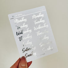 Load image into Gallery viewer, Days of the Week Sticker Sheet (Flourishing)