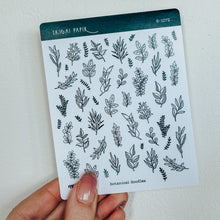 Load image into Gallery viewer, Botanical Doodles Sticker Sheet (Gold/Silver/Black)
