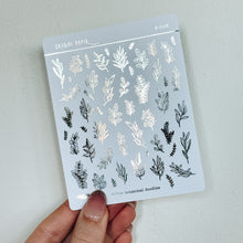 Load image into Gallery viewer, Botanical Doodles Sticker Sheet (Gold/Silver/Black)