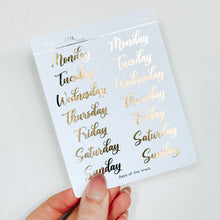 Load image into Gallery viewer, Days of the Week Sticker Sheet (Flourishing)