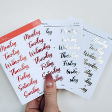 Load image into Gallery viewer, Days of the Week Sticker Sheet (Flourishing)