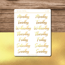 Load image into Gallery viewer, Days of the Week Sticker Sheet (Flourishing)