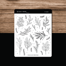 Load image into Gallery viewer, Botanical Sketches Sticker Sheet (Gold/Silver/Black)