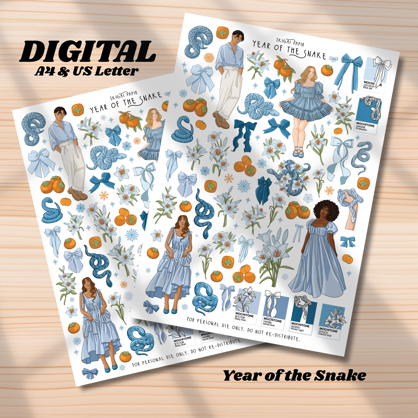 Year of the Snake Printable Stickers *DIGITAL*
