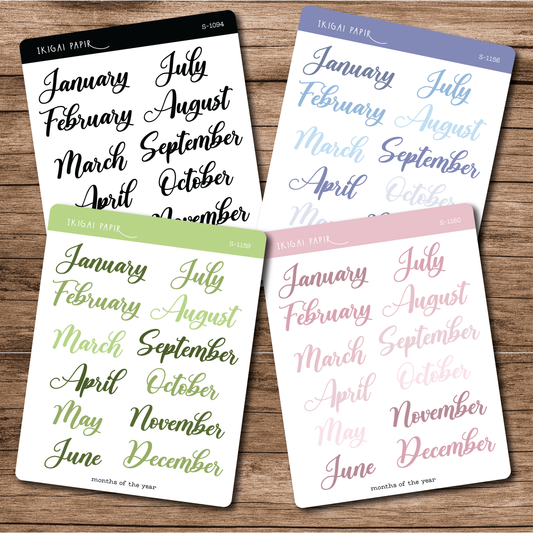 Months of the Year Sticker Sheet (Flourishing)