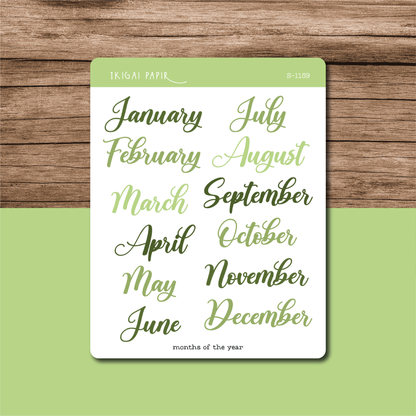 Months of the Year Sticker Sheet (Flourishing)