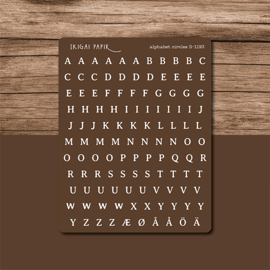 Typewriter Alphabet (Brown) Sticker Sheet