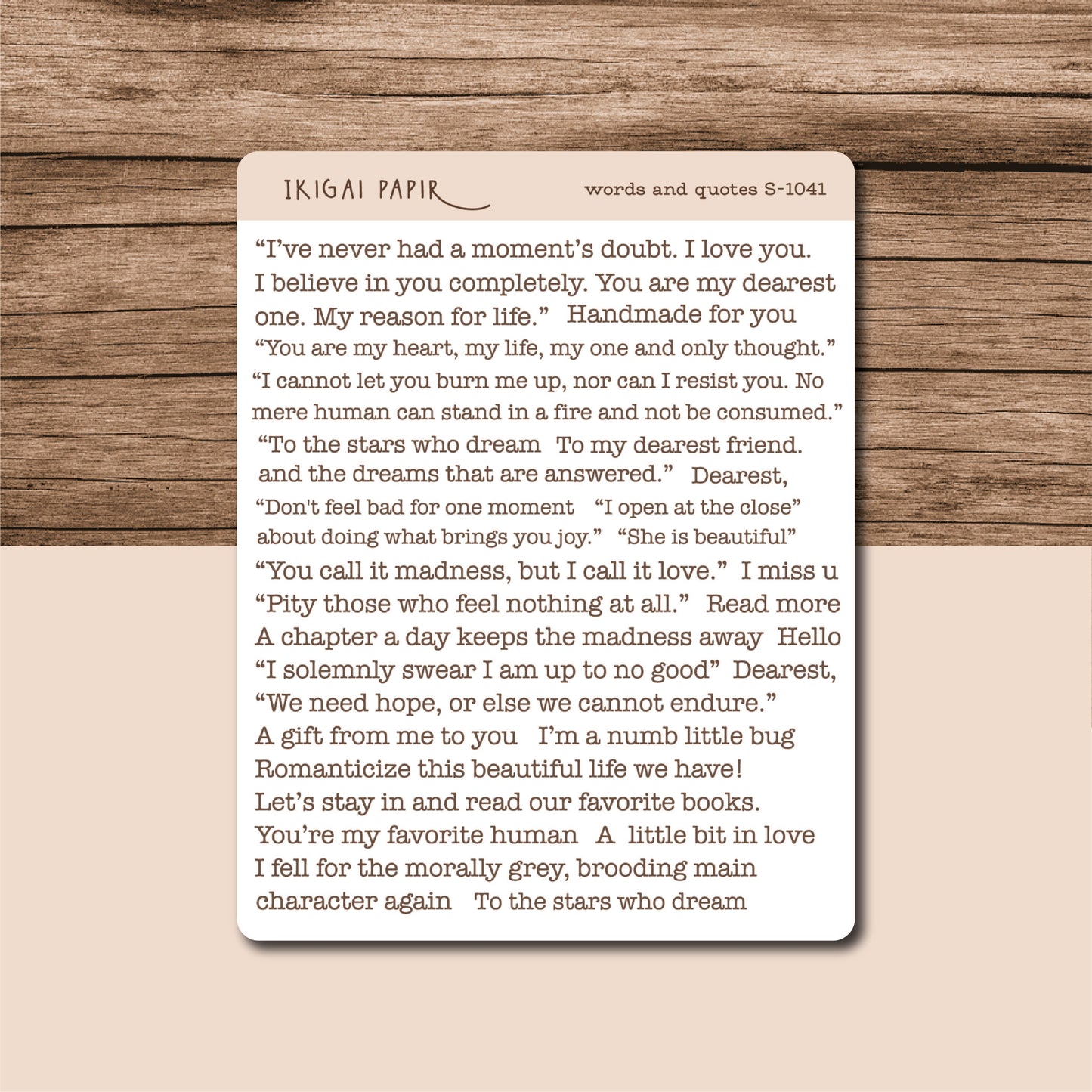 Words & Quotes Sticker Sheet