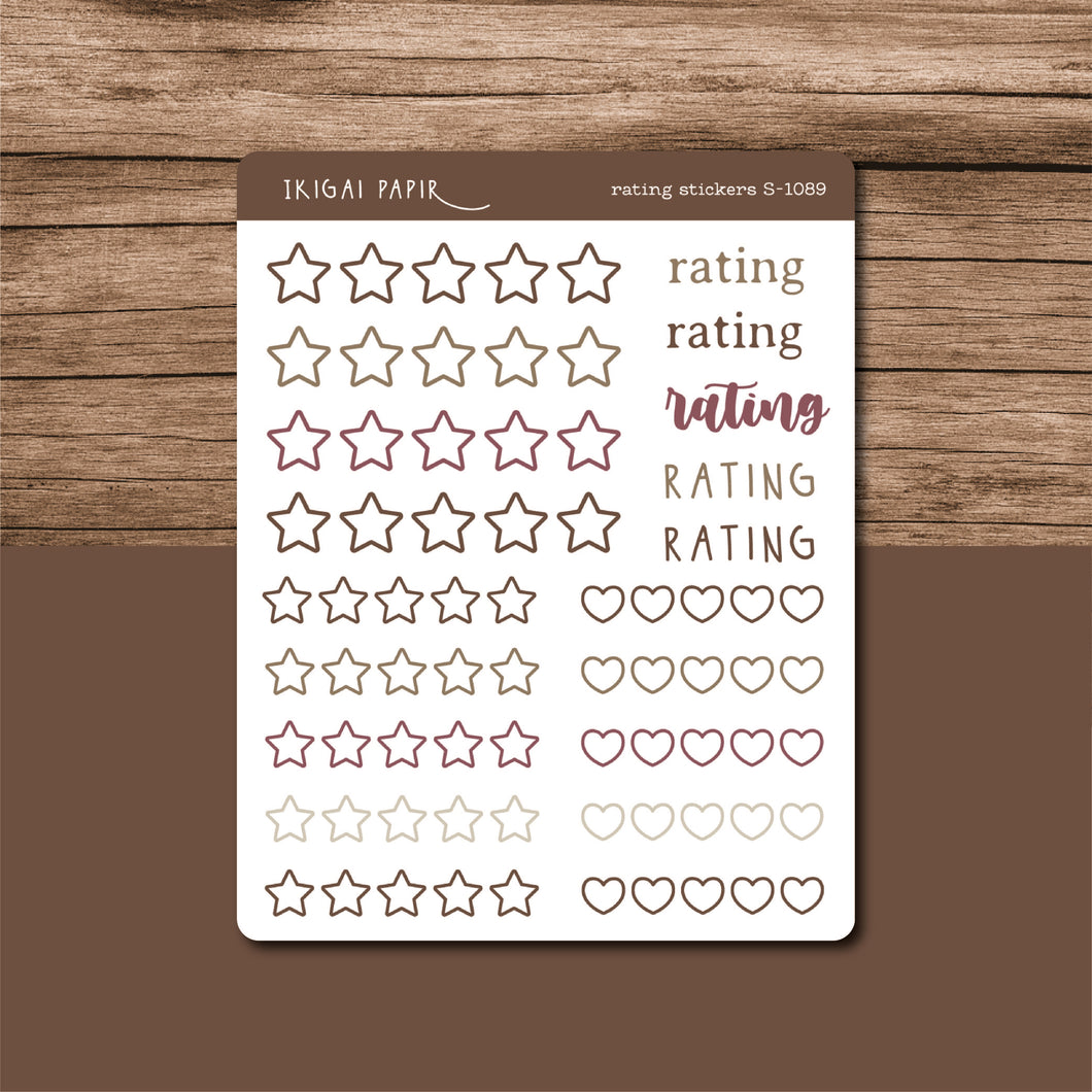 Star & Heart Ratings Sticker Sheet