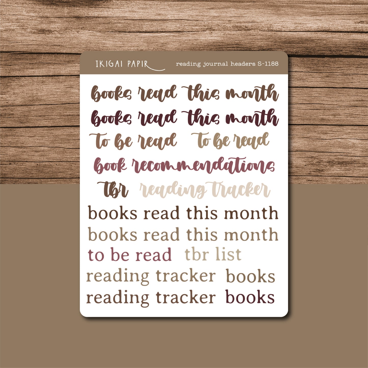 Reading Journal Header Sticker Sheet