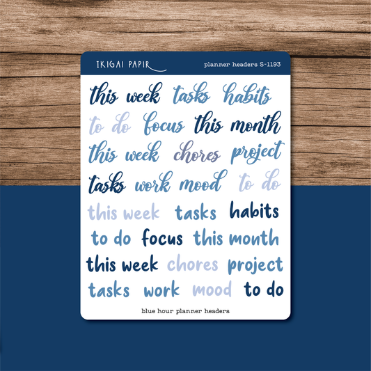 Planner Headers (Blue) Sticker Sheet