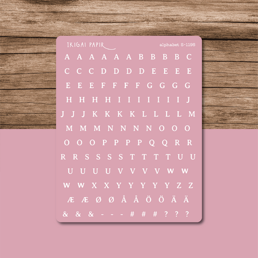 Typewriter Alphabet (Pink) Sticker Sheet