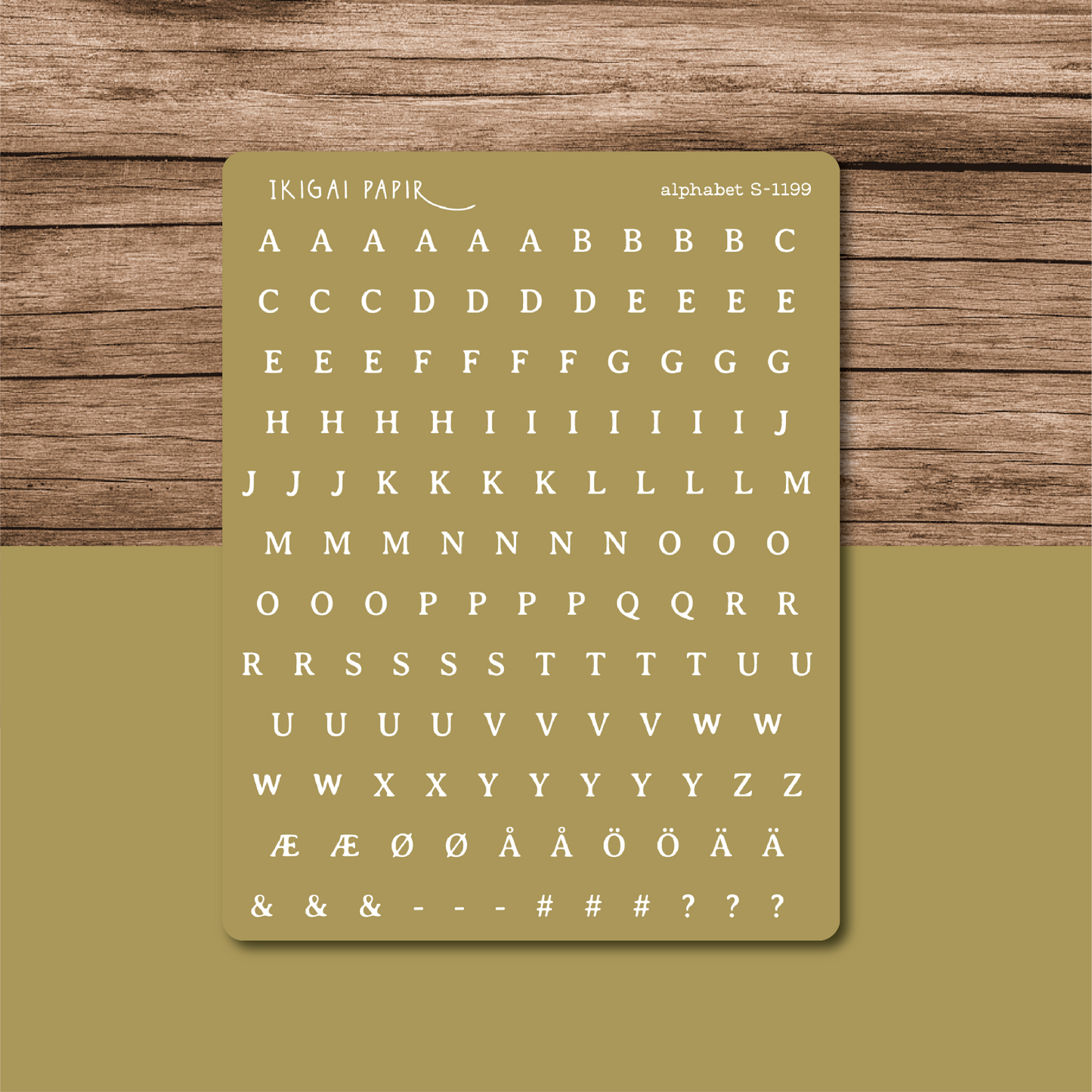 Typewriter Alphabet (Moss Green) Sticker Sheet