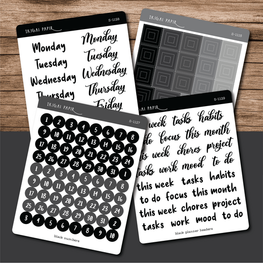Black Functional Sticker Bundle