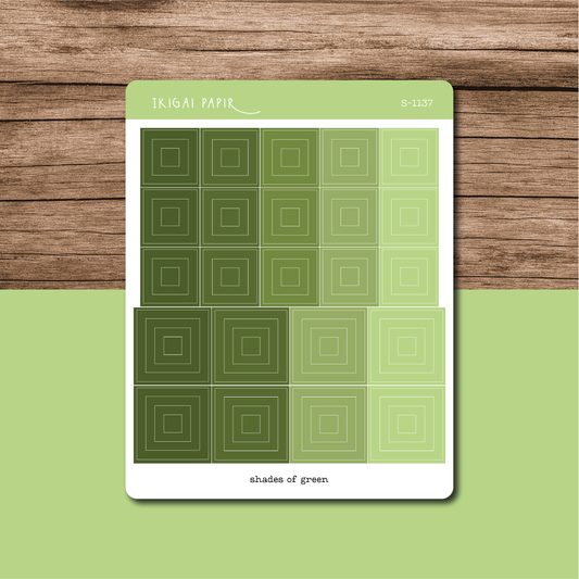 Shades of Green (Squares) Sticker Sheet