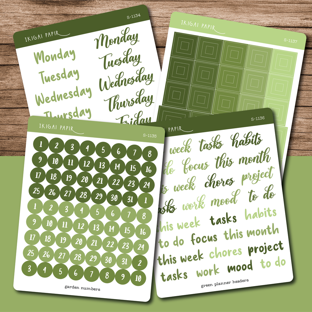 Green Functional Planner Sticker Bundle