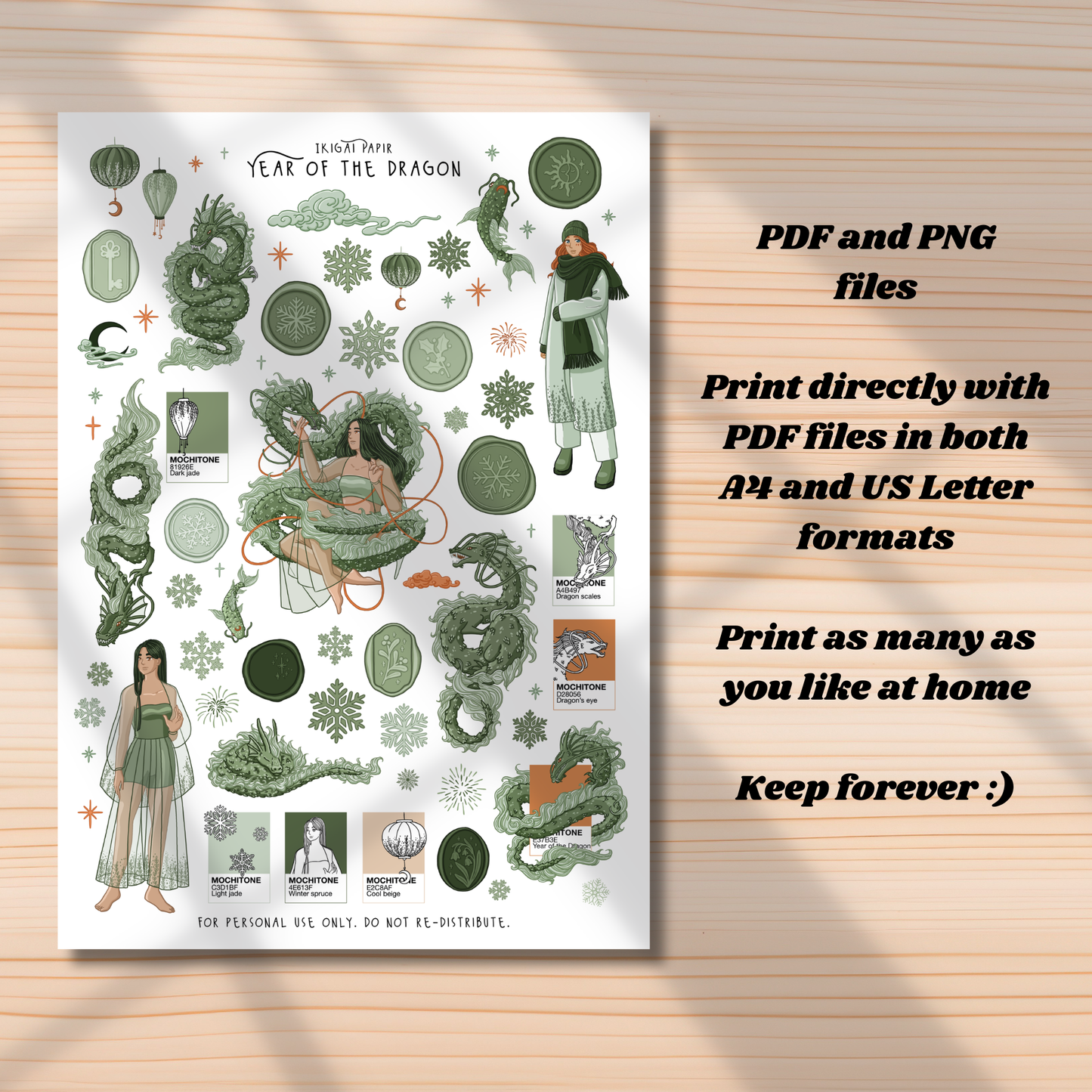 Year of the Dragon Printable Stickers *DIGITAL*
