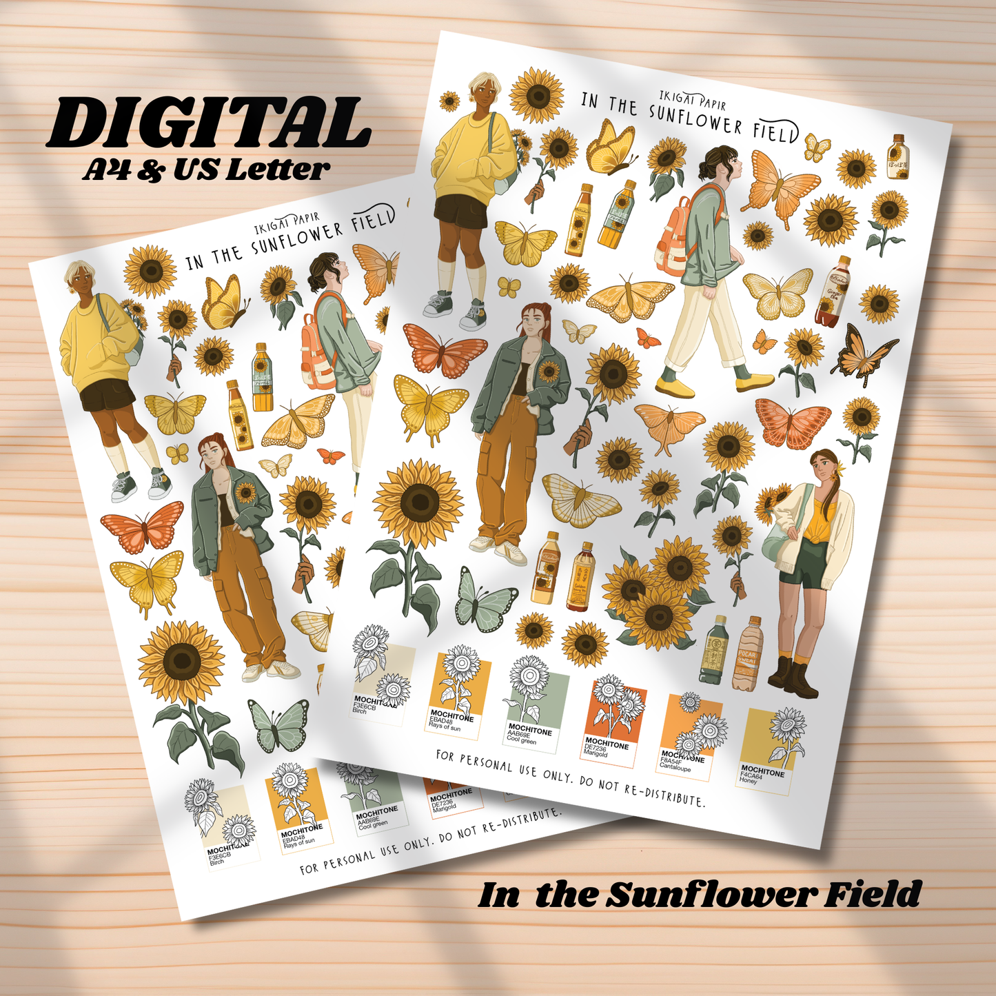 In The Sunflower Field Printable Stickers *DIGITAL*