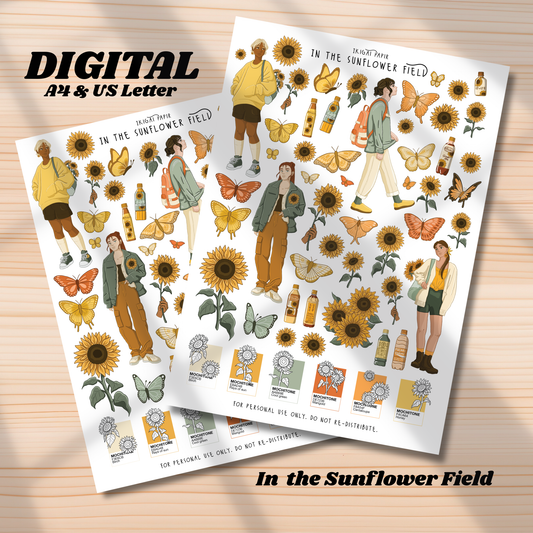 In The Sunflower Field Printable Stickers *DIGITAL*