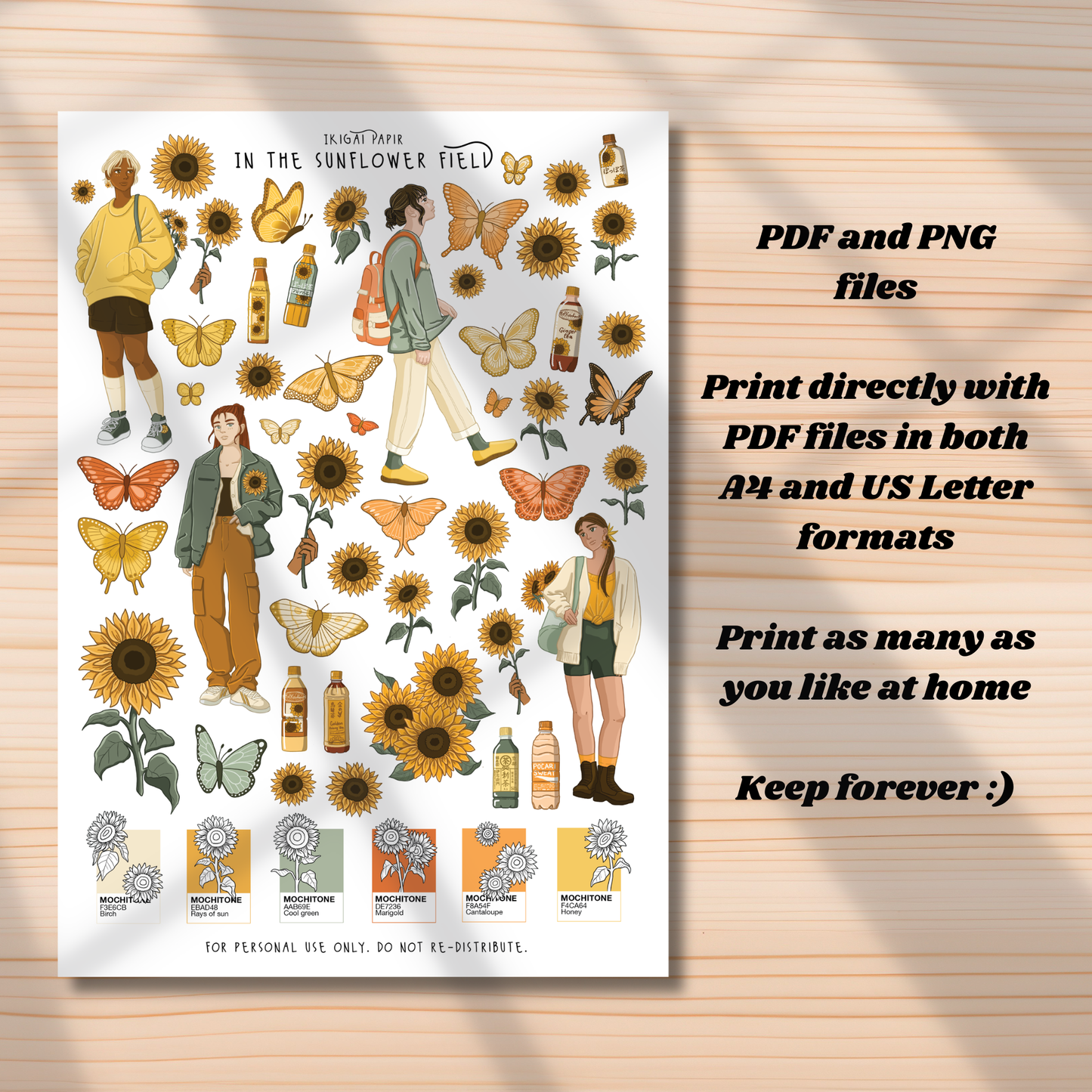In The Sunflower Field Printable Stickers *DIGITAL*
