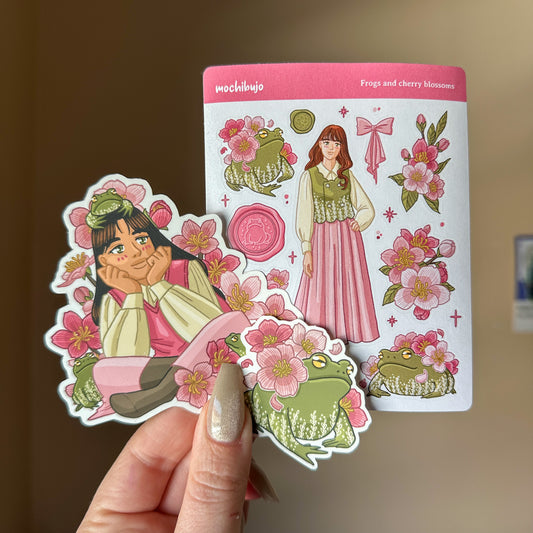 Frogs & Cherry Blossoms (April 2025 Patreon Exclusive Stickers)