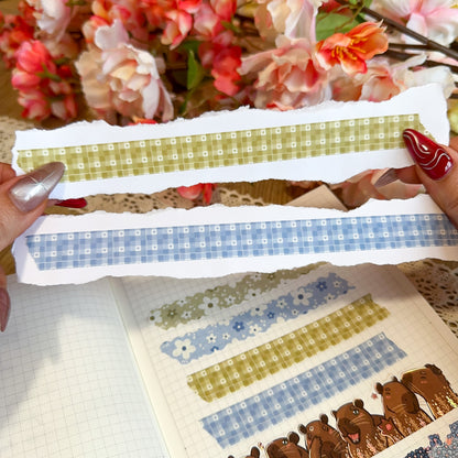 Green Heart Gingham Washi Tape