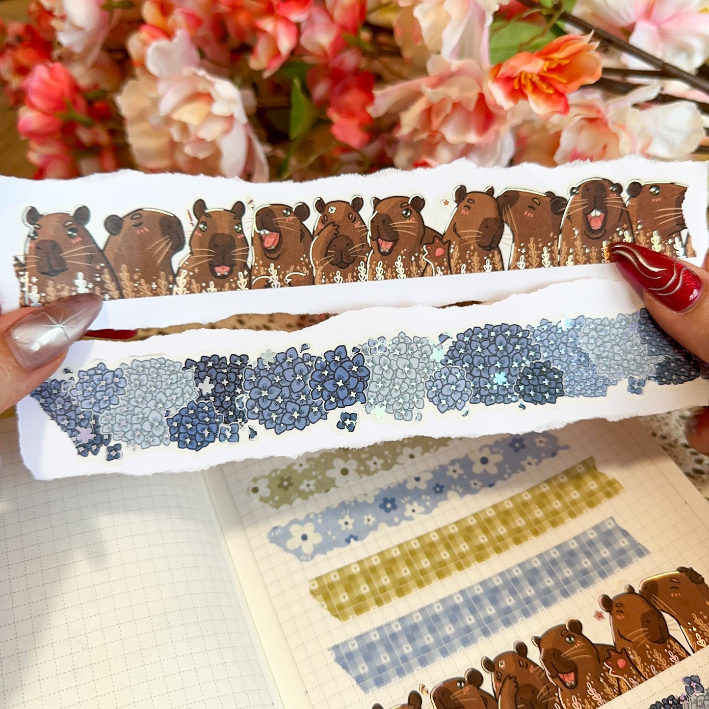 Capybara Friends Silver Foil Washi Tape