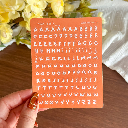 Whimsical Alphabet (Orange) Sticker Sheet