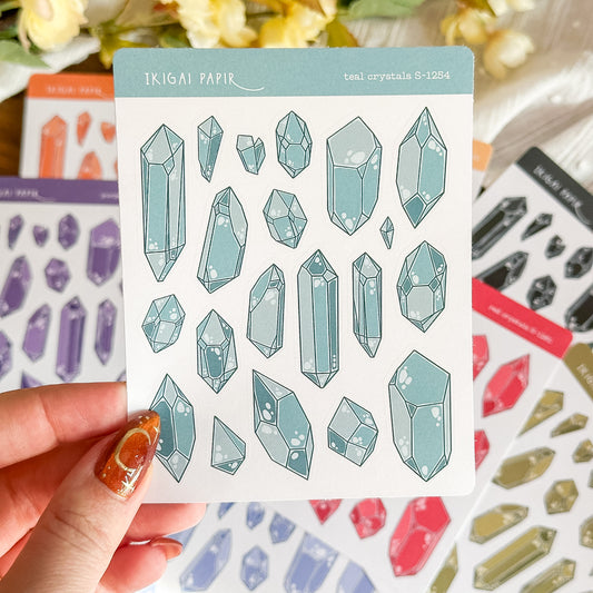 Teal Crystals Sticker Sheet