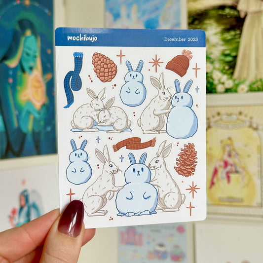 Winter Bunnies (December 2023 Patreon Sticker Sheet)
