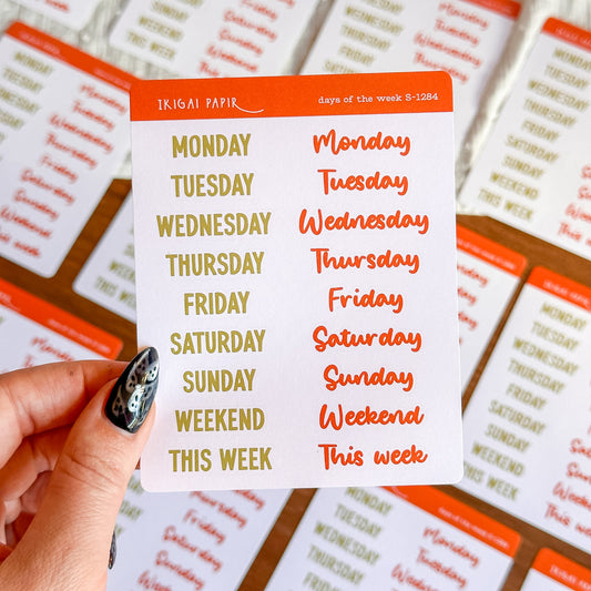 Days of the Week (Koi Pond) Sticker Sheet