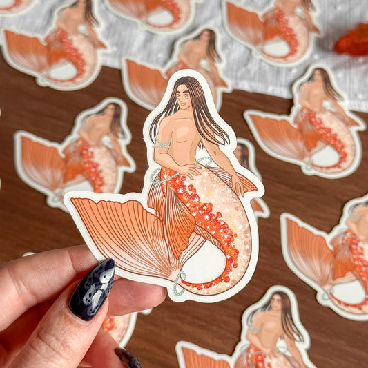 Koi Pond Merman Vinyl Sticker