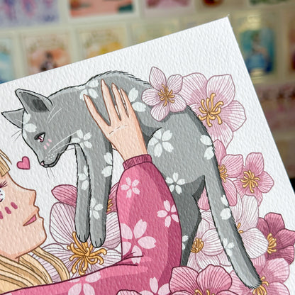 Cats in Spring A5 Postcard