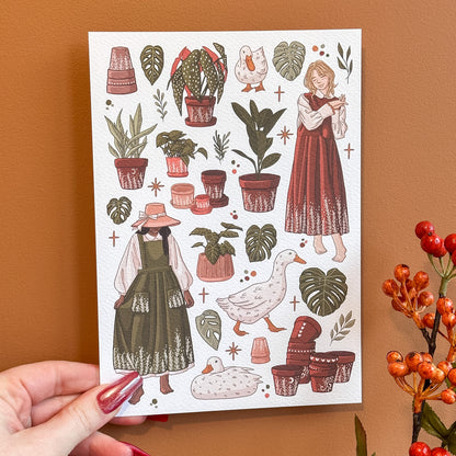 Gardening & Ducks A5 Print