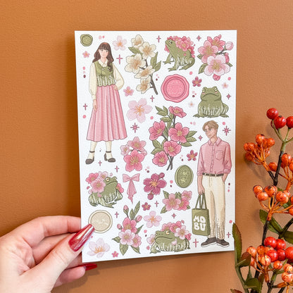 Sakura Frogs A5 Print