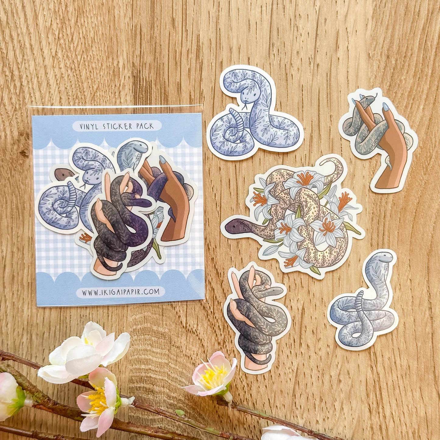 Floral Snakes Vinyl Sticker Pack