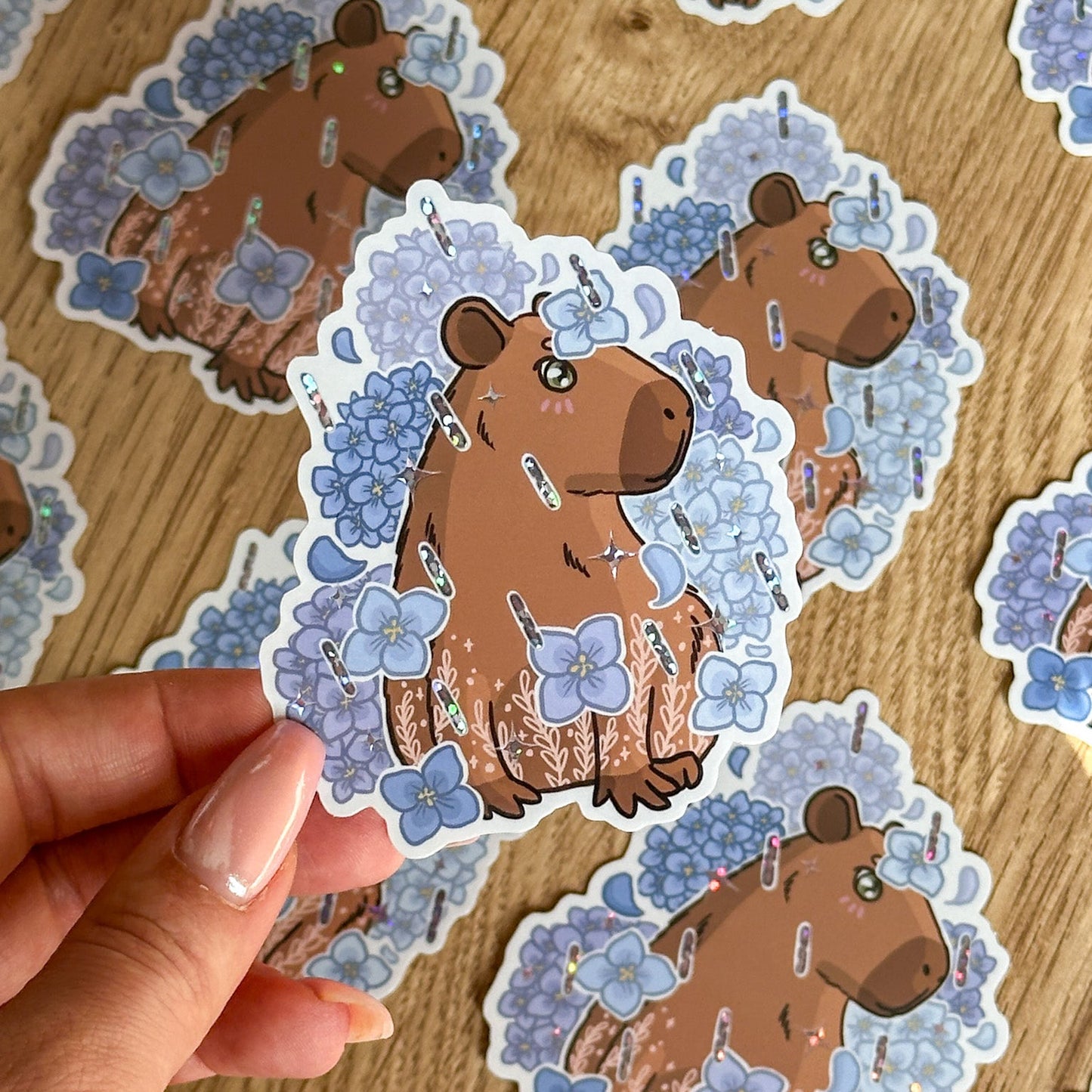Capybara Vinyl Sticker with Glitter