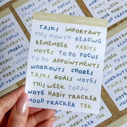 Planner Headers (Blue and Green) Sticker Sheet